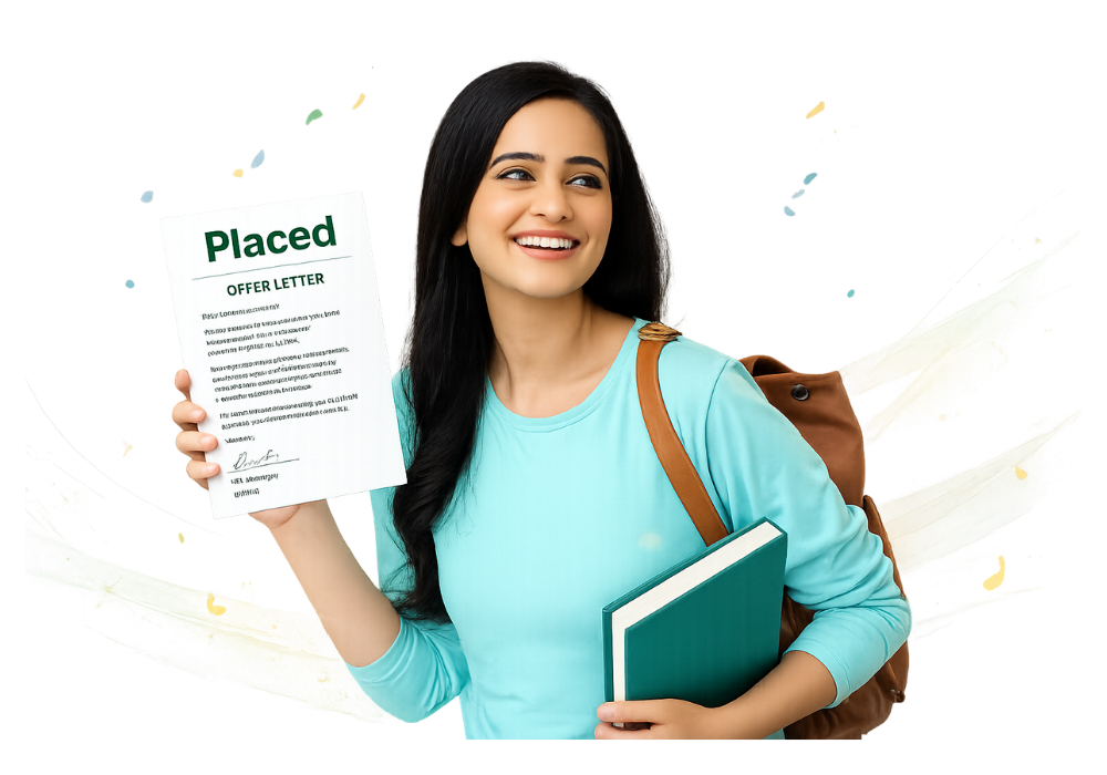 Student holding job offer letter